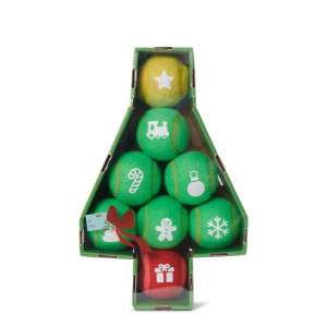 Deck The Balls Plush 8 Squeaky Tennis Balls Fetch Dog Toy