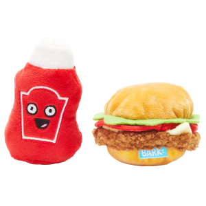 Cookout Burger and Ketchup Plush Multi-Part Dog Toy