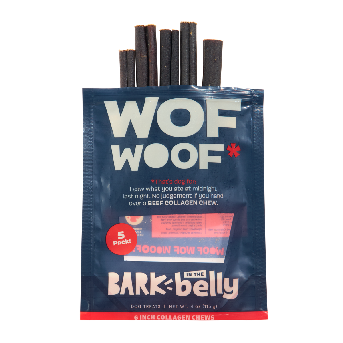 Beef Collagen Dog Chews. 5 Ct